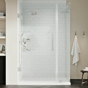Ove Decors Tampa-Pro 32 in. L x 32 in. W x 72 in. H Corner Shower Kit with Pivot Frameless Shower Door in SN and Shower Pan
